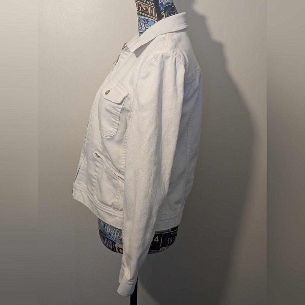 Ralph Lauren Zippered White Denim Jacket - Picture 3 of 8